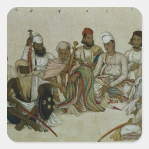 Nine courtiers and servants of the Raja Square Sticker
