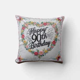 “Nine Decades of Joy” Throw Pillow: Celebrate a L Cushion