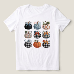 Nine Decorative Pumpkins Embroidery T-Shirt  Tri-Blend Shirt