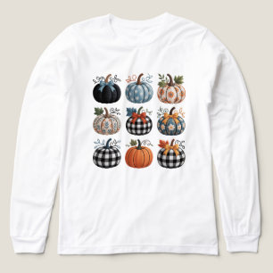Nine Decorative Pumpkins Embroidery T-Shirt Tri-Blend Shirt
