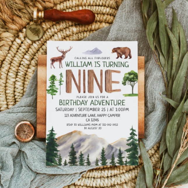 Nine Explorer Boy Birthday  Invitation (Creator Uploaded)