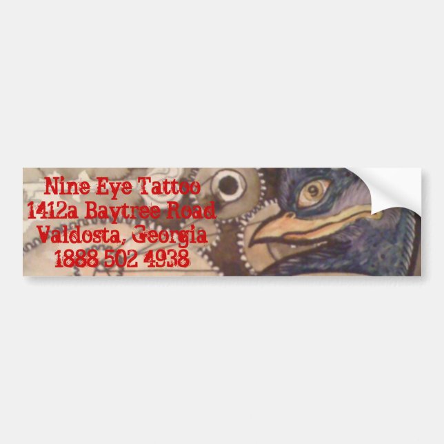 nine Eye Tattoo Bumper Sticker Raven (Front)