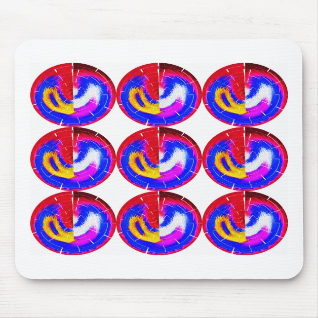 Nine flying saucers art mouse pad (Front)