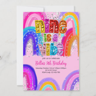 Nine is a Vibe 9th Birthday Invitation