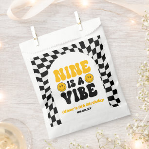 Nine Is A Vibe Retro Ninth 9th Birthday Party Favour Bags