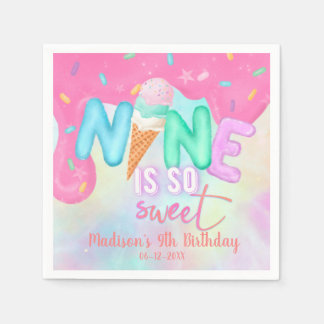 nine is so sweet Pink Frosting Napkins