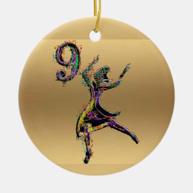 Nine ladies dancing gold Christmas Decoration (Front)