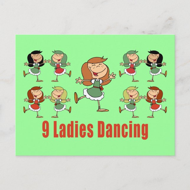 Nine Ladies Dancing Postcards (Front)
