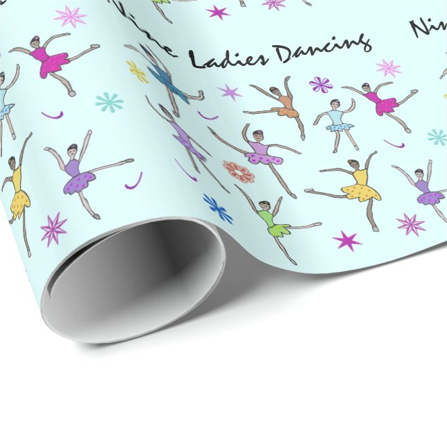 Nine Ladies Dancing Wrapping Paper (Roll Corner)