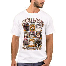 Nine Lives After Midnight Halloween Cats T-Shirt