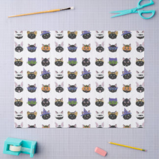 Nine Lives Black Cat in Costume Halloween Parade Tissue Paper