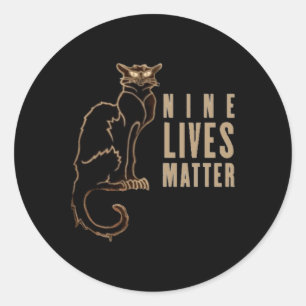 Nine Lives Black Cat Sticker 