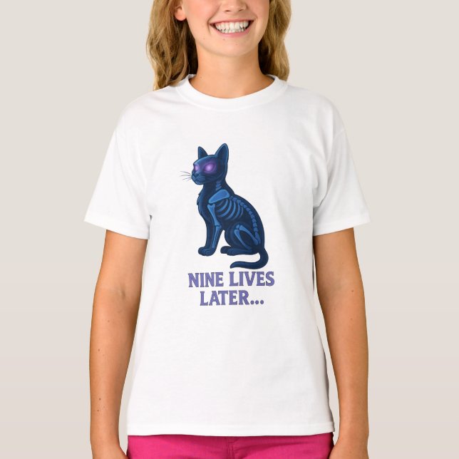 Nine Lives Later – Funny Cat T-Shirt (Front)