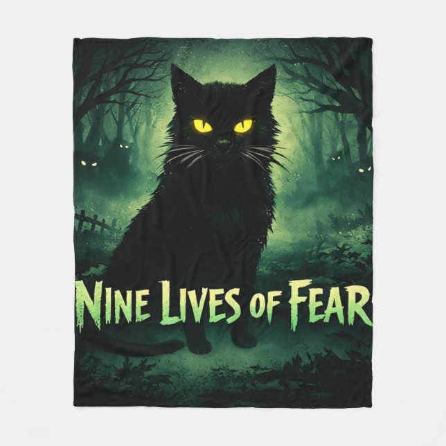 Nine Lives of Fear – Black Cat  Fleece Blanket (Front)