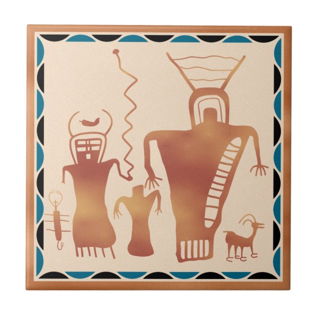 Nine Mile Canyon Rock Art 'Aliens' Tile (Front)