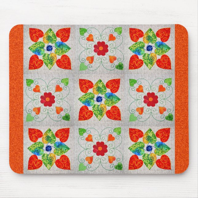 Nine Patch Heart Quilt Mouse Pad (Front)