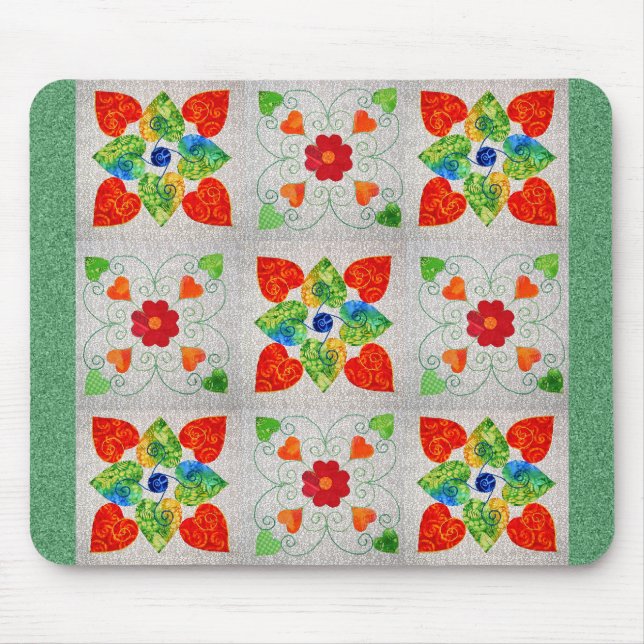 Nine Patch Heart Quilt Mouse Pad (Front)