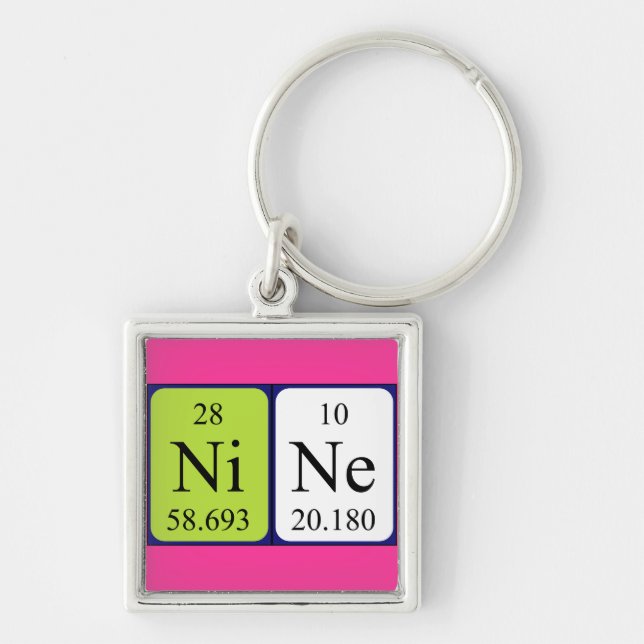 Nine periodic table name keyring (Front)