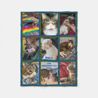 Nine Photo Blue Green Border Pet Keepsake Fleece Blanket