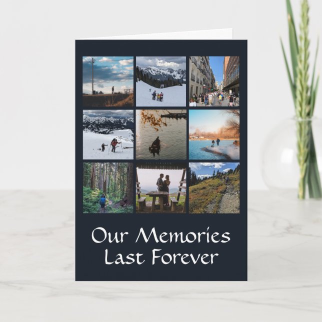 Nine Photo Collage Custom Greeting Card (Front)
