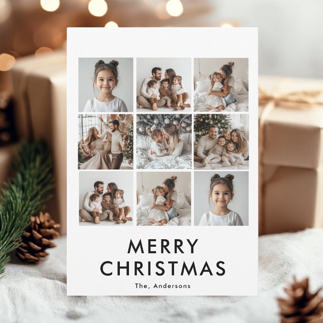 Nine Photo Merry Christmas Card | Custom Holiday  (Creator Uploaded)