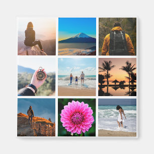 Nine Picture Photo Collage Customizable Magnet