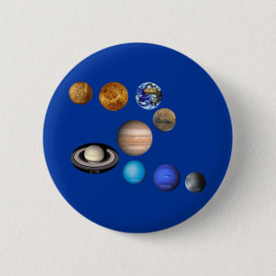 Nine Planets in the Solar System 6 Cm Round Badge