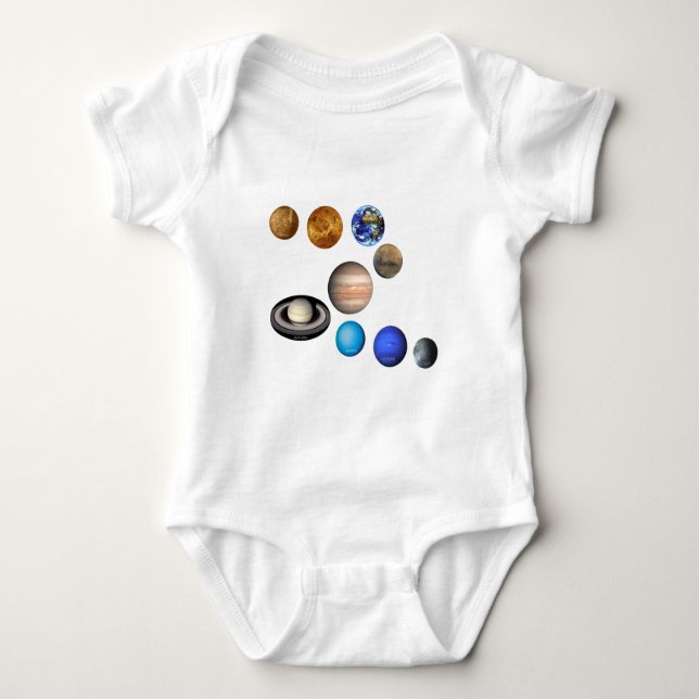 Nine Planets in the Solar System Baby Bodysuit (Front)