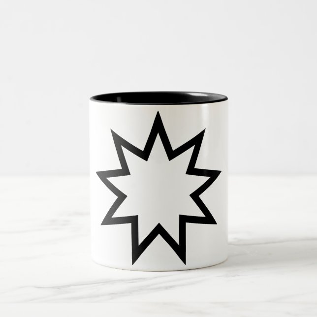 Nine-Pointed Star (Symbol of the Bahai Faith) Two-Tone Coffee Mug (Center)