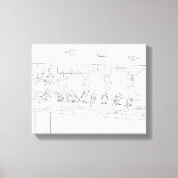 Nine Sparrows Sitting on Rail Drawing to Paint