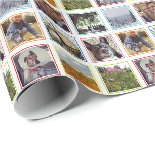 Nine Square Photos in Rainbow Frames Instagram Wrapping Paper