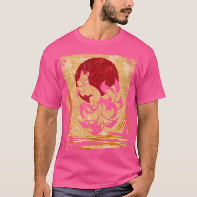 Nine Tailed Fox Japanese Art T-Shirt (Front)
