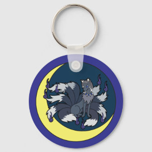 Nine Tailed Silver Fox (Kitsune) Key Ring