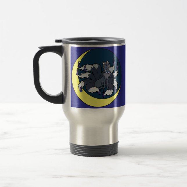 Nine Tailed Silver Fox (Kitsune) Travel Mug (Left)
