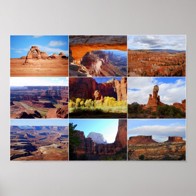 Nine Utah Landmarks Poster (Front)