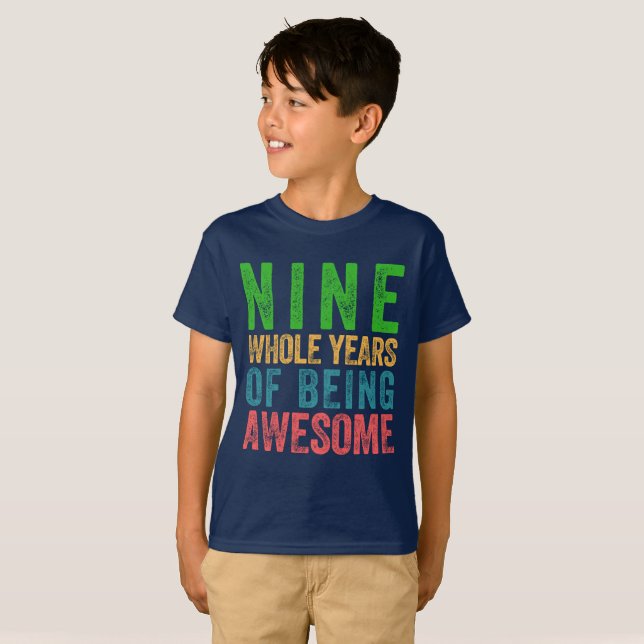 Nine Year Old Birthday Shirt Boy Girl Kid Party 9 (Front Full)