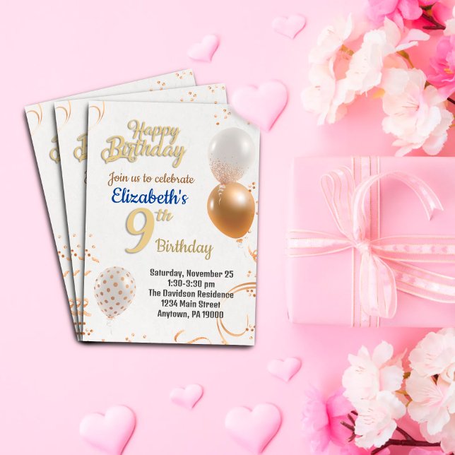 Nine years old girls birthday invitation (Creator Uploaded)