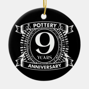 Nine years Pottery wedding anniversary Ceramic Tree Decoration