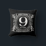 Nine years Pottery wedding anniversary Cushion<br><div class="desc">Nine years,  black and white pottery anniversary design. If you would like any help customising this design please contact me,  their is an ask this designer button,  just below this text.</div>