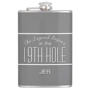 Nineteenth Hole Golfers Monogrammed Initials Drink Hip Flask