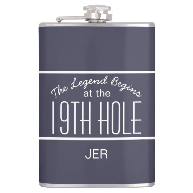 Nineteenth Hole Golfers Monogrammed Initials Drink Hip Flask (Front)