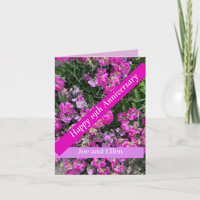 Nineteenth Wedding Anniversary Sweet Pea Card (Front)