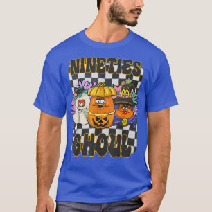 Nineties Ghoul Funny Halloween 90s Retro Checked P T-Shirt