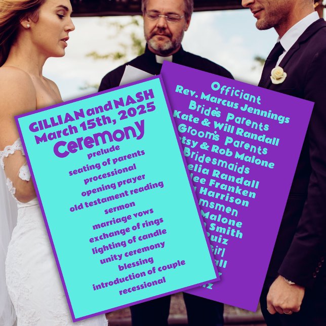 Nineties Purple on Teal Wedding Programme (Creator Uploaded)