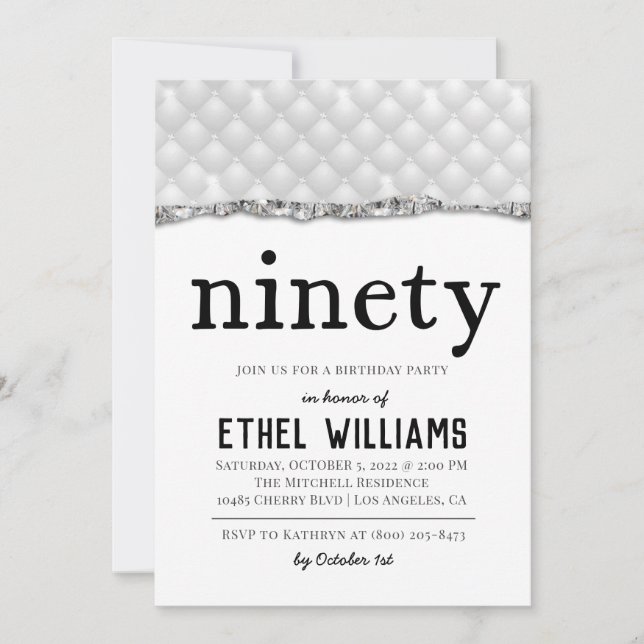 Ninety Diamond Birthday Invitation (Front)
