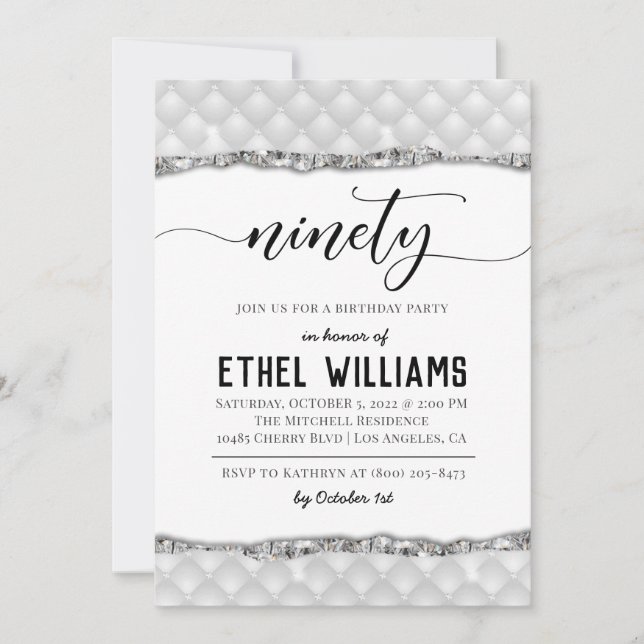 Ninety Diamond Birthday Invitation (Front)