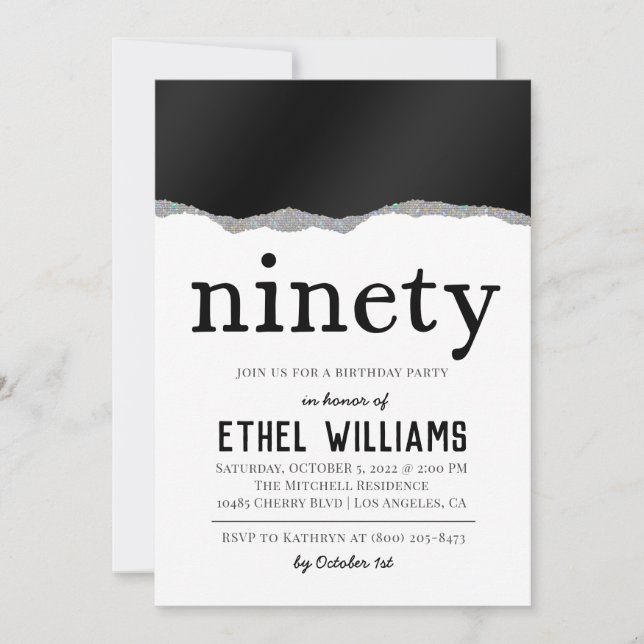 Ninety Diamond Birthday Invitation (Front)