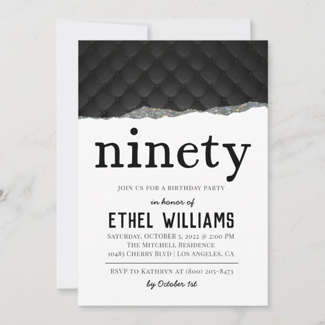 Ninety Diamond Birthday Invitation (Front)