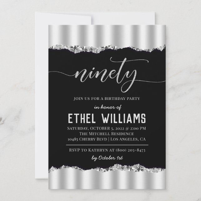 Ninety Diamond Birthday Invitation (Front)