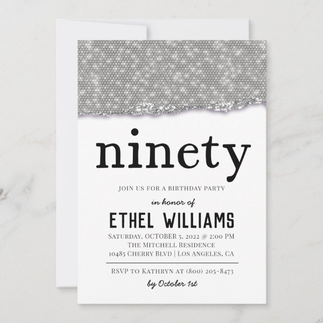 Ninety Diamond Birthday Invitation (Front)